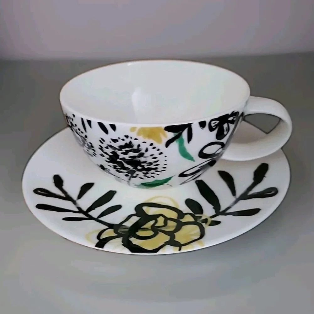 Crate & Barrel Limited Edition Cup & Saucer Set 2014 Penelope Dullaghan